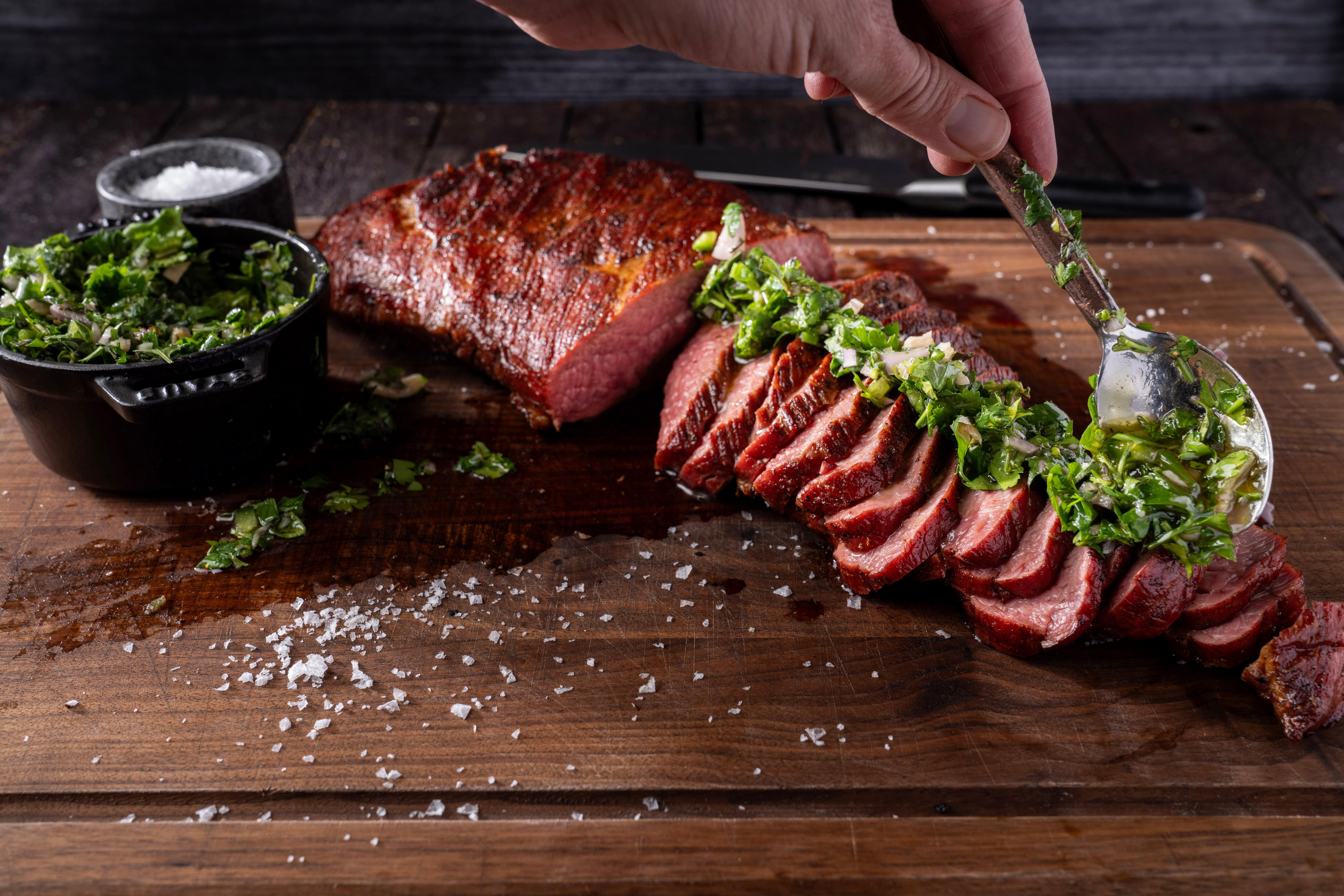 TriTip with Smoked Garlic Chimichurri Traeger Grills